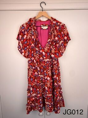 Anthropologie Robin Tiered Mini Dress M Raspberry